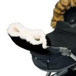 Muffe svart og hvit merinoull til barnevogn