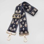 Veskestropp blomsterbroderi blå